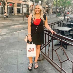 Black Corduroy Suspender Dress WITH POCKETS